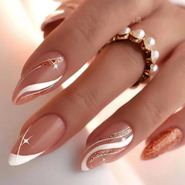 Almond Glittery Nails