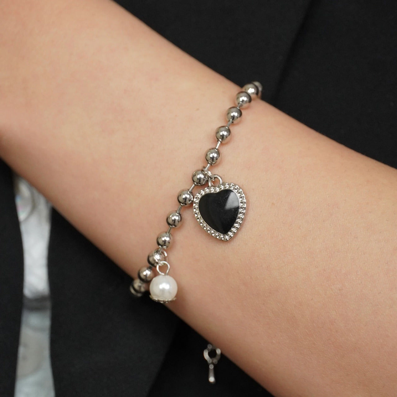 Shein Black Heart Bracelet - 