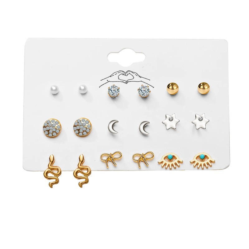 Evil Eye Charm Studs Set