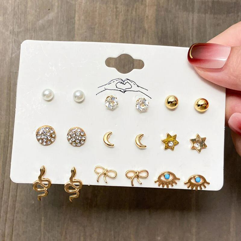 Evil Eye Charm Studs Set