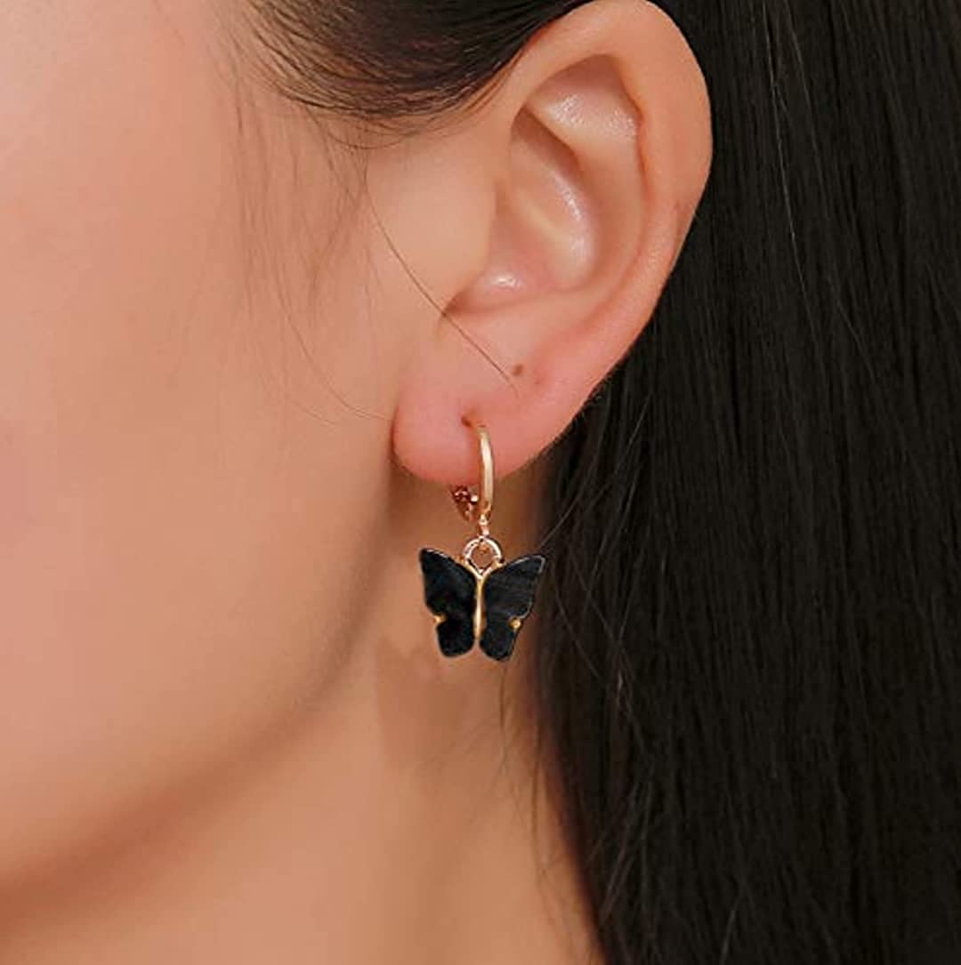 Black Flutter Set - Pendant & Earrings - 