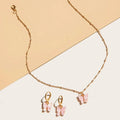 Pink Flutter Set - Pendant & Earrings - 