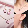 Pink Flutter Set - Pendant & Earrings - 