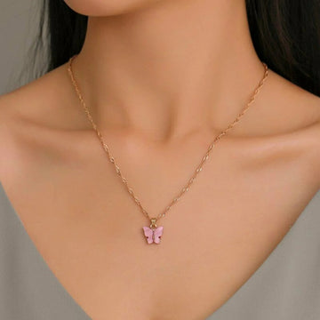 Pink Flutter Set - Pendant & Earrings - 