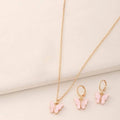 Pink Flutter Set - Pendant & Earrings - 