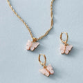 Pink Flutter Set - Pendant & Earrings - 