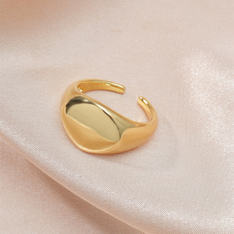 18K Gold Plated Glossy Round Ring