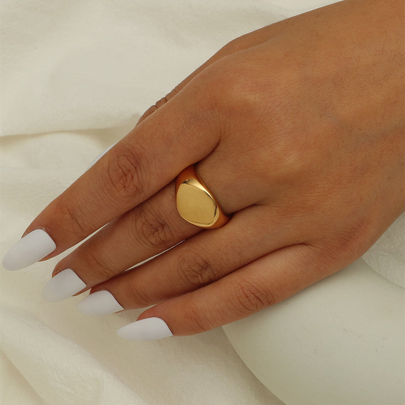 18K Gold Plated Glossy Round Ring