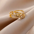 Stainless Steel Gold Cascade Ring (Adjustable) - 