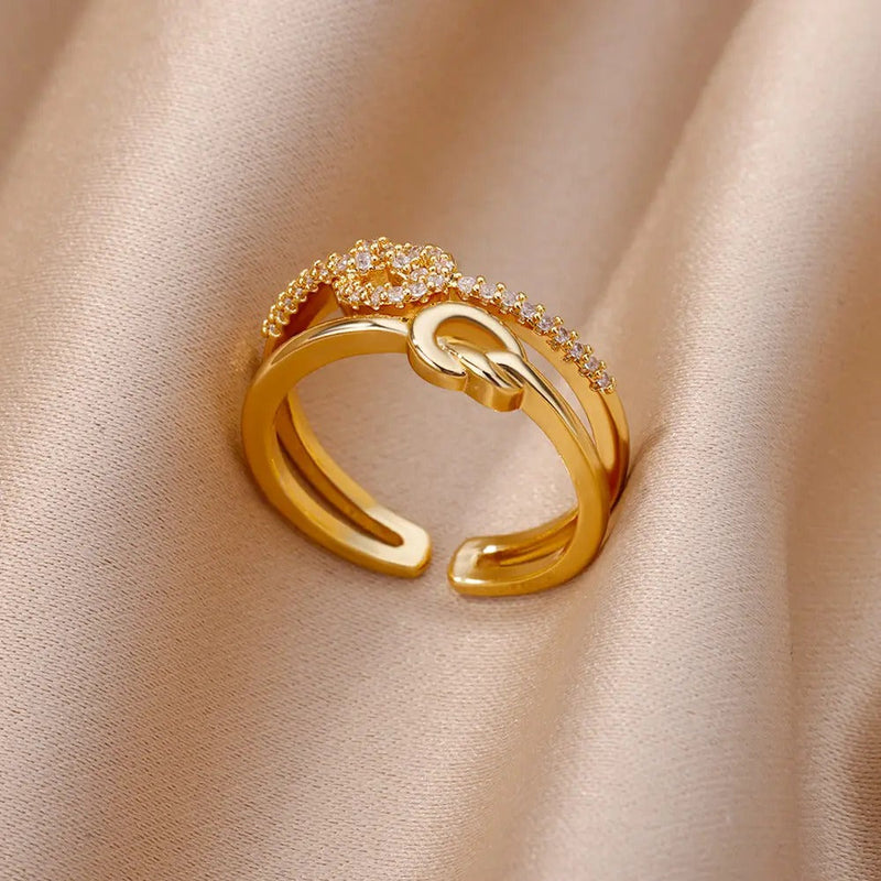 Stainless Steel Gold Cascade Ring (Adjustable)