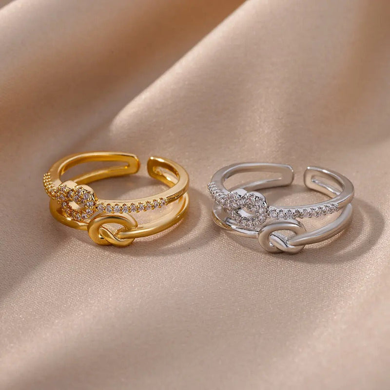 Stainless Steel Gold Cascade Ring (Adjustable)