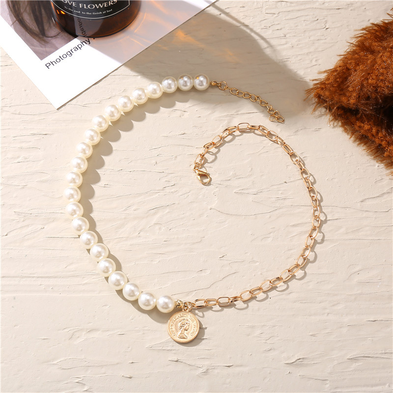 Half & Half Pearl Chain Necklace