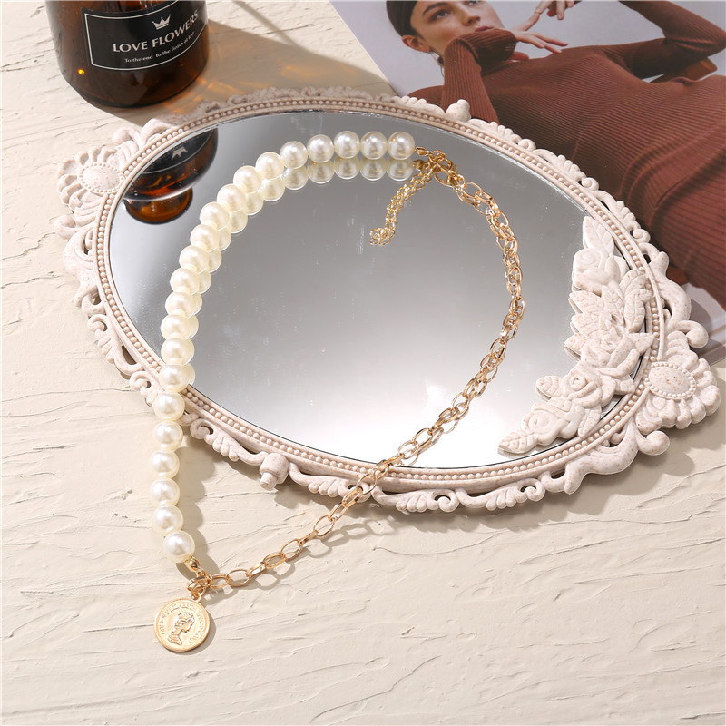 Half & Half Pearl Chain Necklace - Necklaces