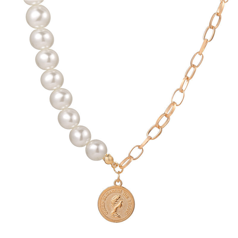 Half & Half Pearl Chain Necklace