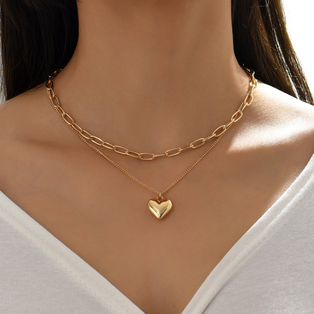 Heart Chain Necklace - Necklaces