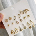 Snow White Studs Set | 9 Pairs - 