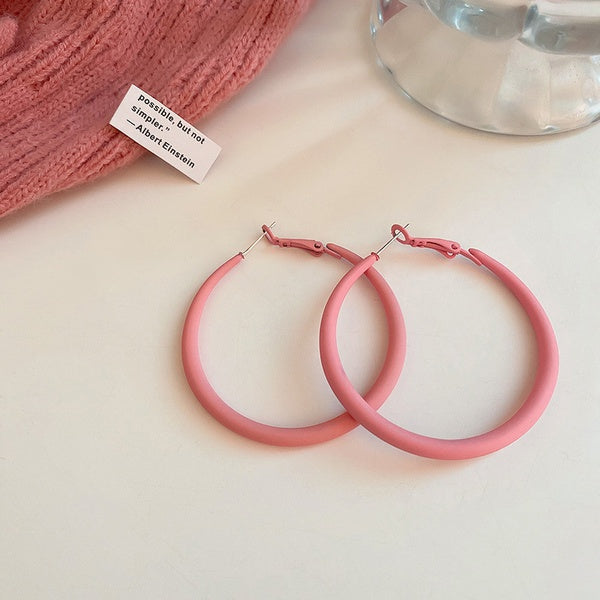 Matte Pink Hoops - Earrings