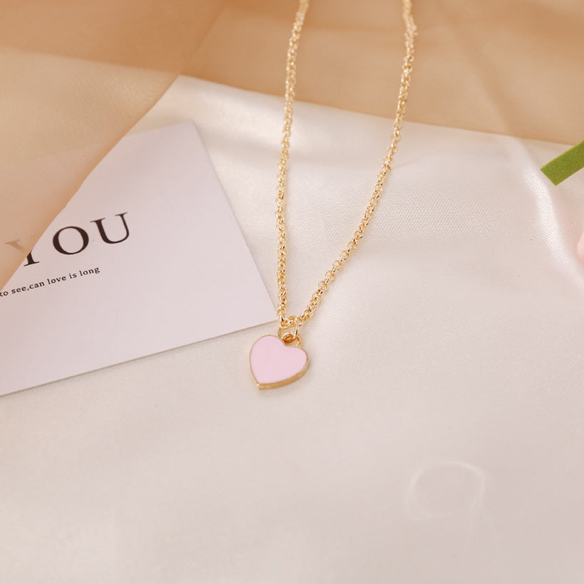 Double-Sided Heart Pendant Necklace - 