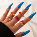 Red Decor Rings Set - 