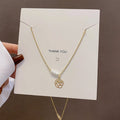 Stainless Pearl Flower Necklace - 