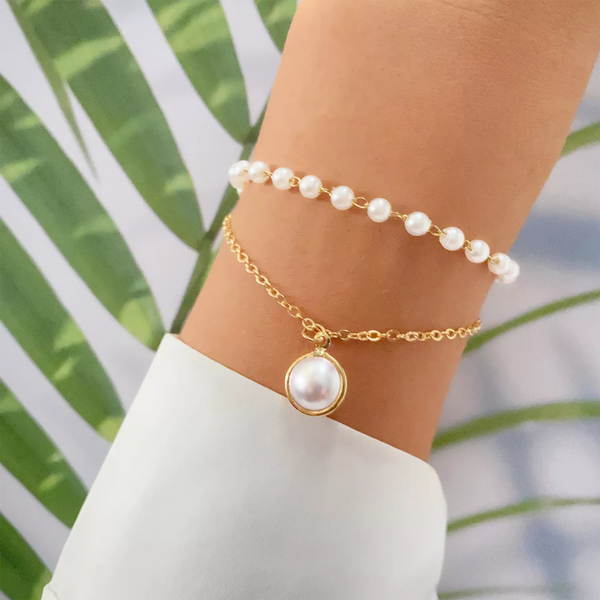 Shein Faux Pearl Decor Layered Bracelet