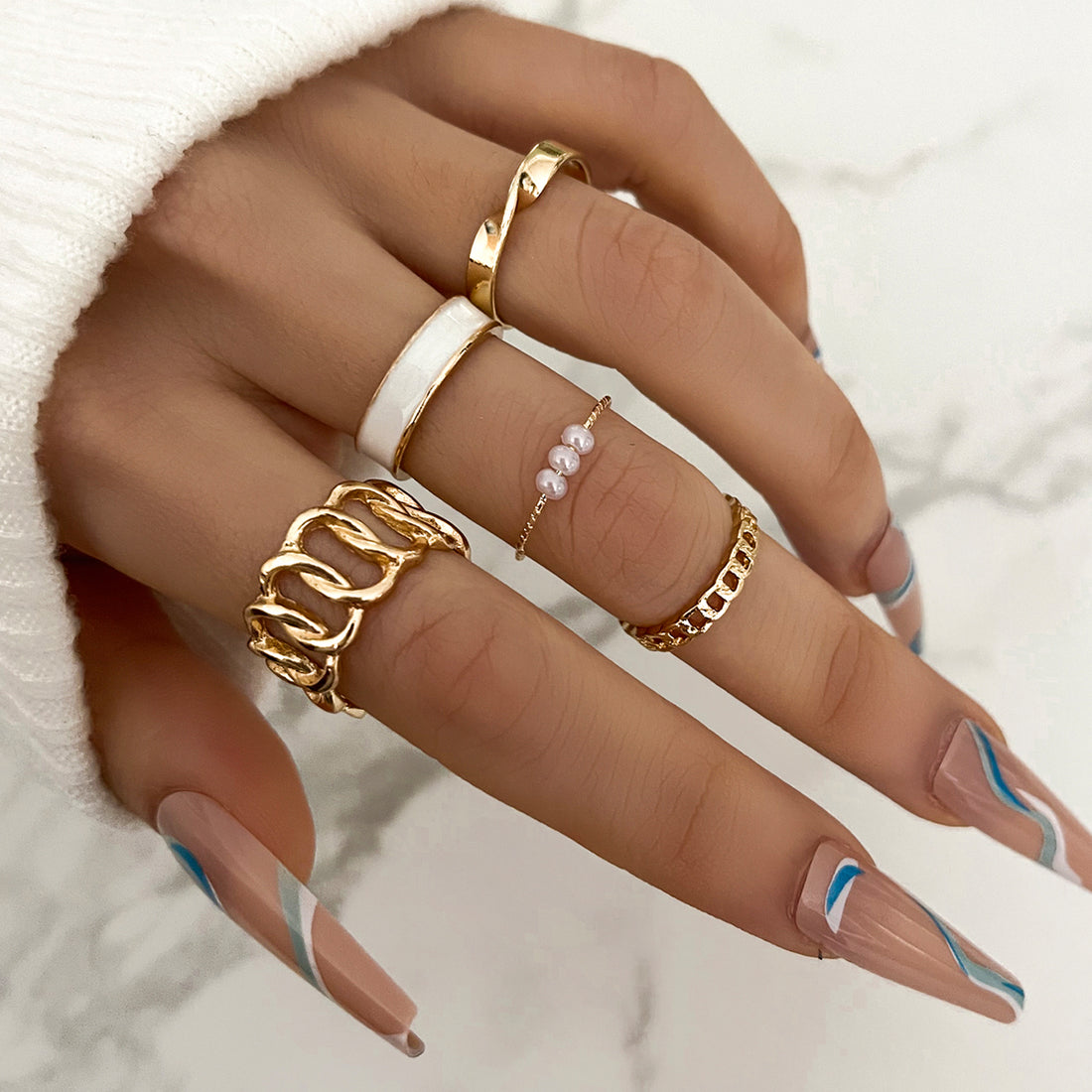 Shein Minimalist Chain Ring Set | Size: Adjustable - Rings