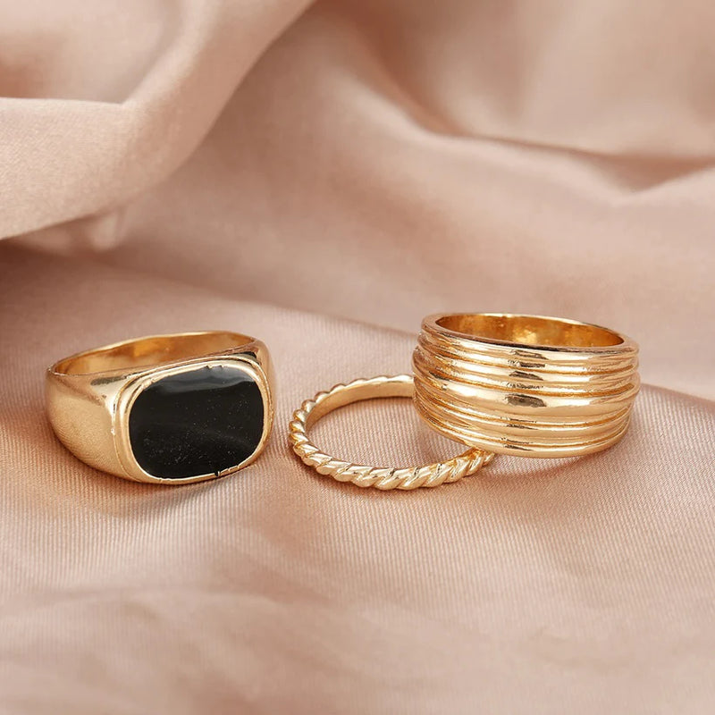 Shein Black Classic Ring Set | Size 7