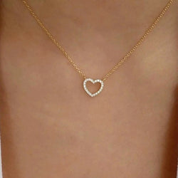 Shein Rhinestone Heart Pendant - Necklaces