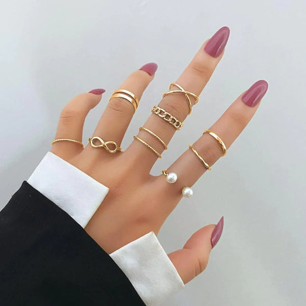 Sleek Golden Ring Set | Size 6 - Rings