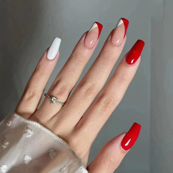 Square Hot Red Nails