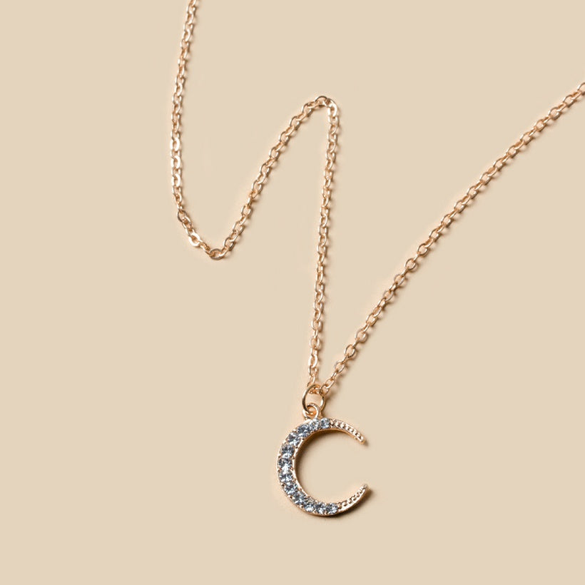 Studded Crescent Pendant - 