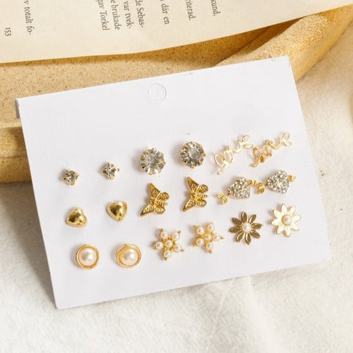 Vivacious Studs Set | 9 Pairs - Earrings